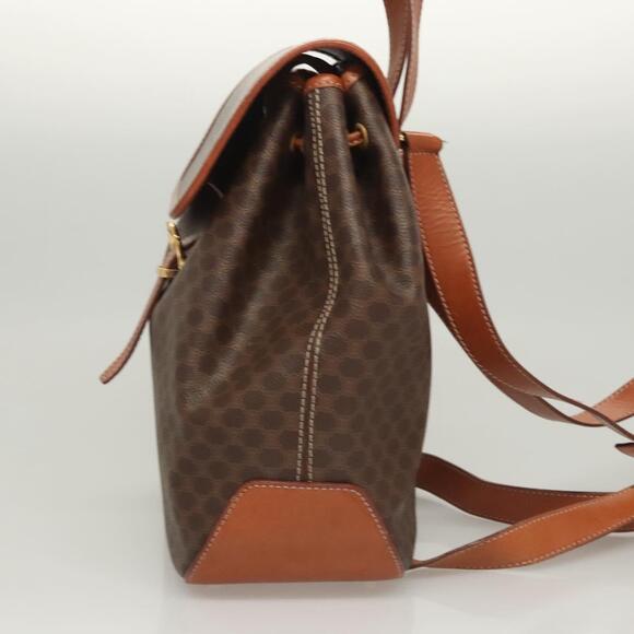 CELINE Macadam Canvas Backpack Pvc Leather Brown Gold - Picture 4 of 13